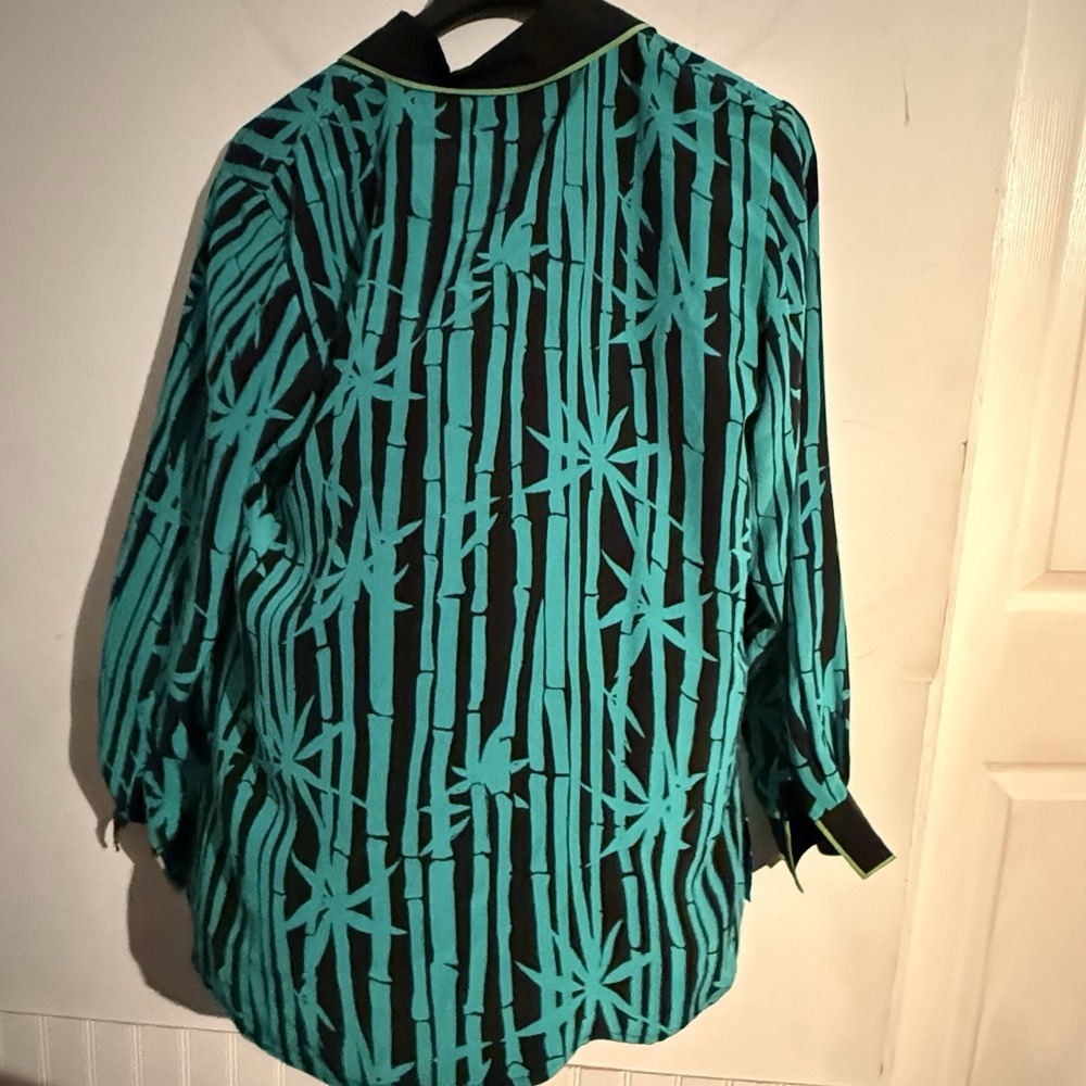 Bob Mackie Wearable Art Medium Silk Button Down Bamboo Maximalist Retro